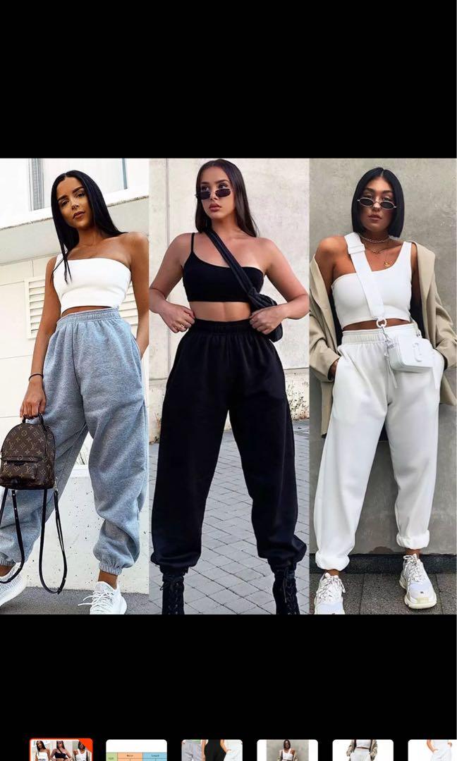 Baggy Jogging Pants (White), Women's 