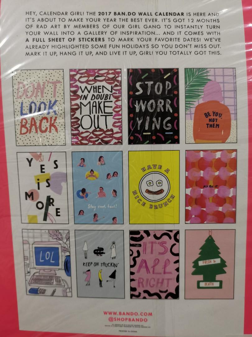 ban.do BANDO BAN.DO 2017 Wall Calendar with Stickers, Hobbies & Toys