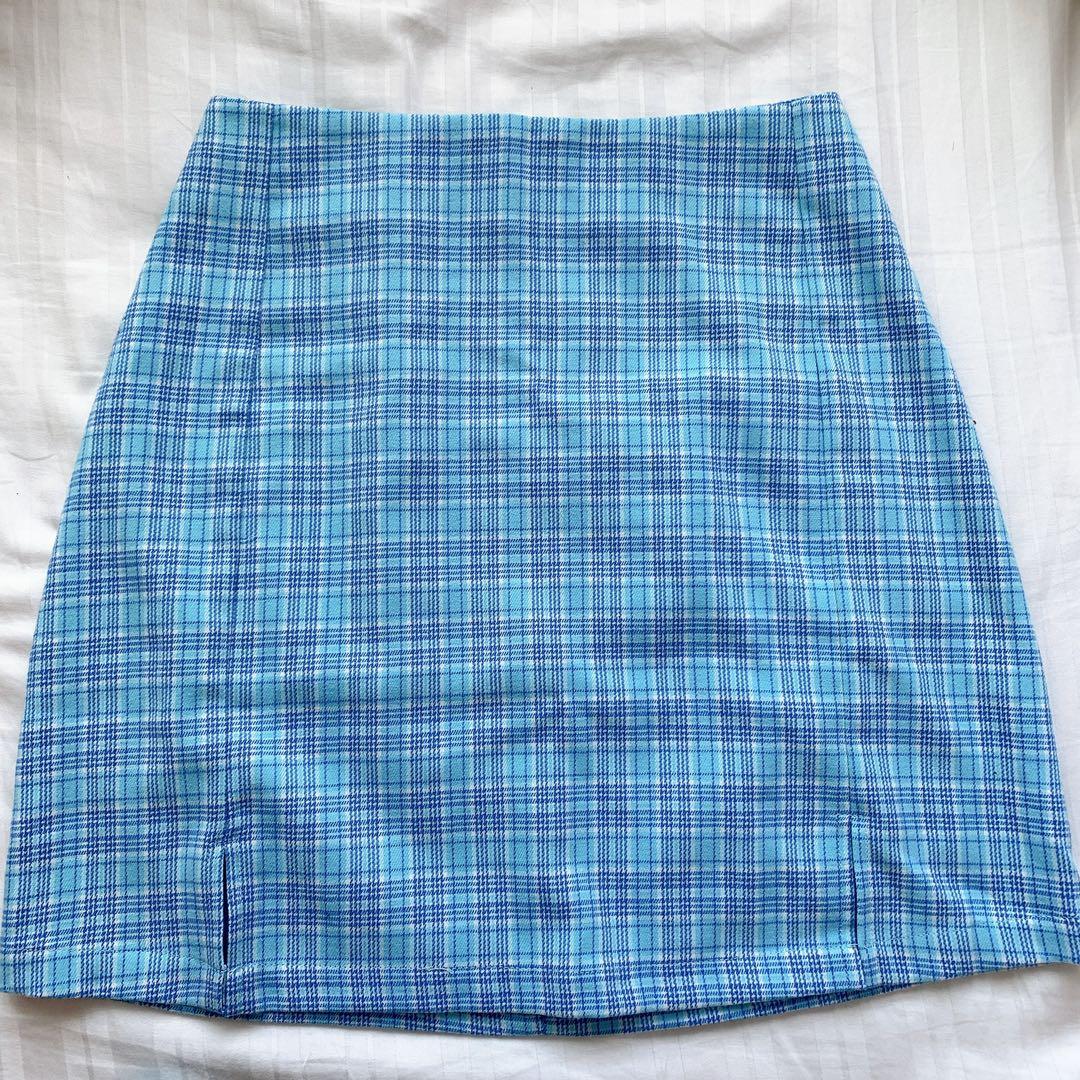 brandy melville blue plaid cara skirt, Women's Fashion, Bottoms, Skirts ...