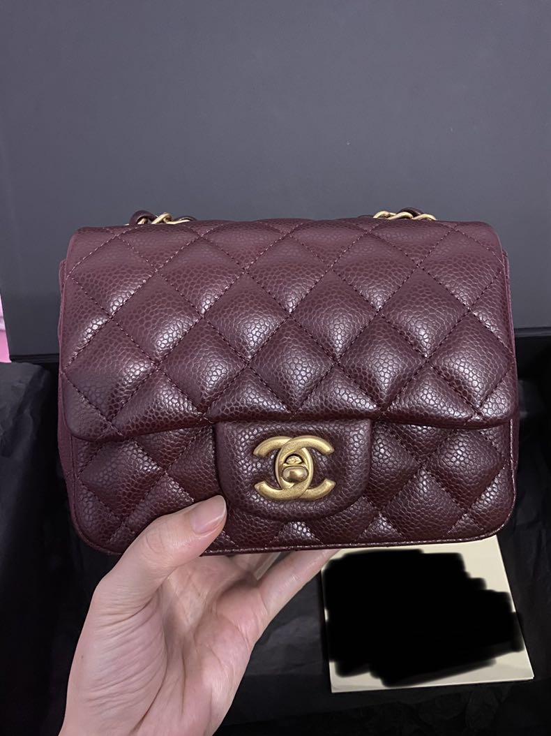 Chanel mini sales square burgundy