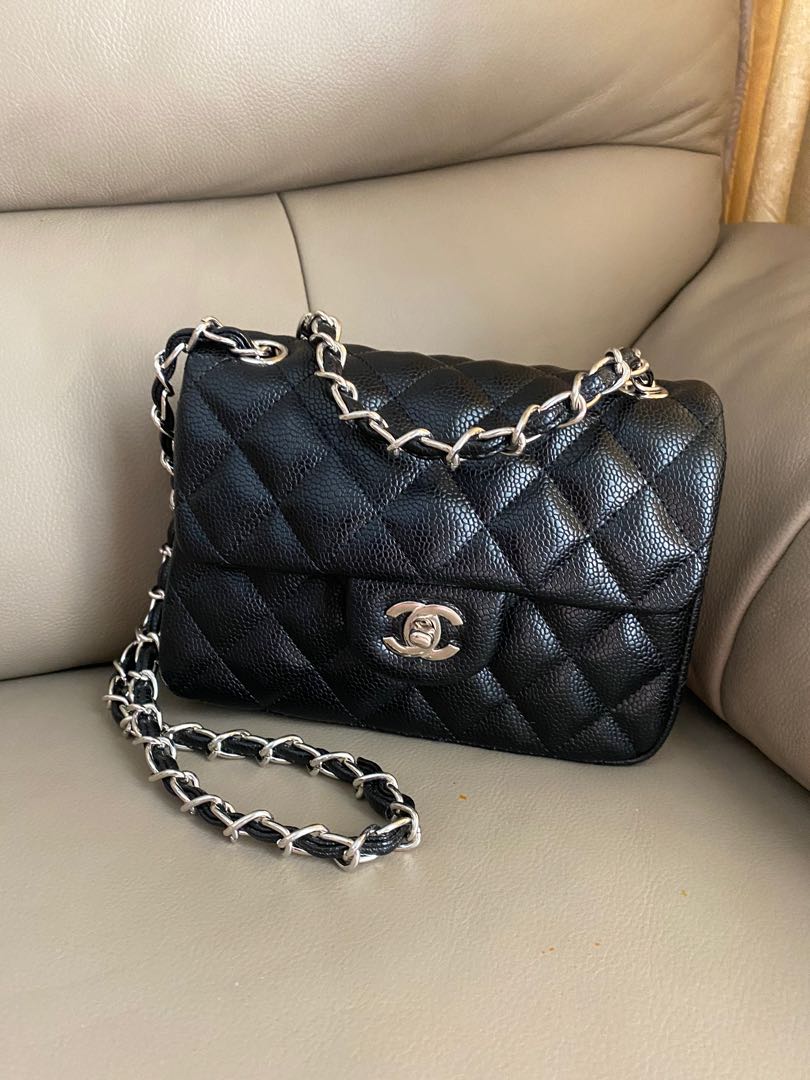 Chanel Classic Mini Flap Bag In Navy Caviar With Silver Hardware SOLD |  