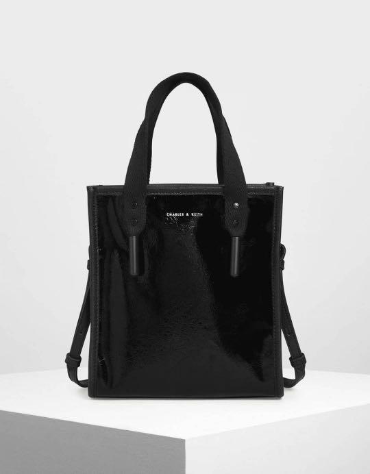 Charles Keith Aglet Tote Bag in black Women s Fashion Bags