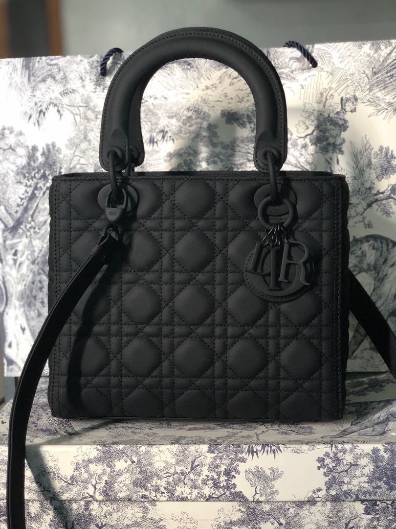 Dior Black Ultra Matte Medium Lady Dior Bag  RETYCHE