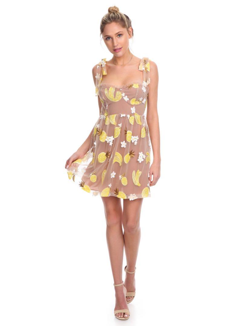For Love Lemons Fruit Punch Sequin Embroidered mini dress size S