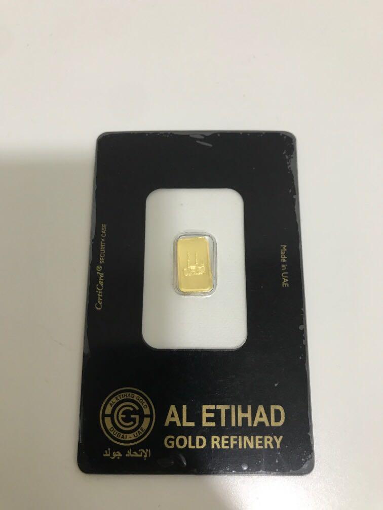 Gold Bar Al Etihad 1 Gram Everything Else Others On Carousell