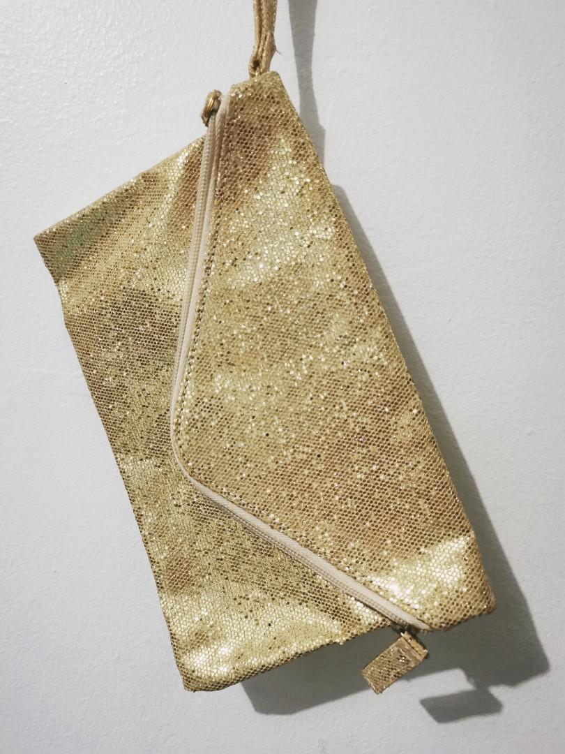 sparkly gold clutch