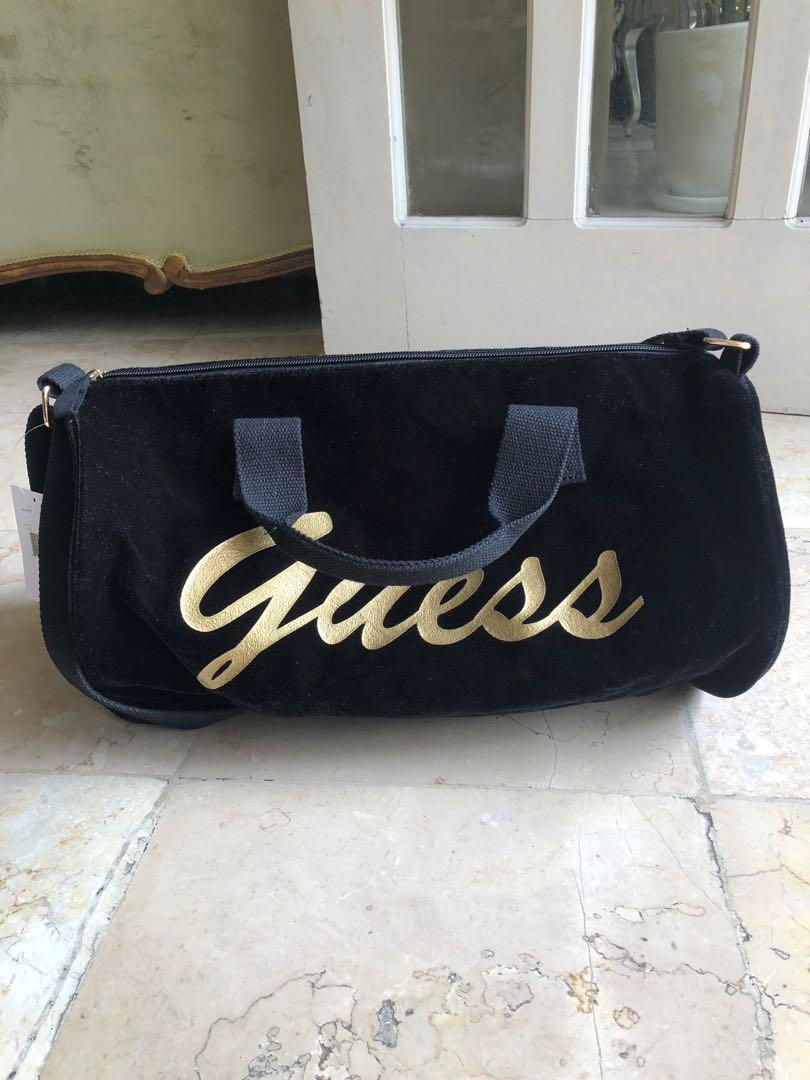 Guess Velvet Duffle Bag Women s Fashion Bags Wallets Cross body Bags on Carousell