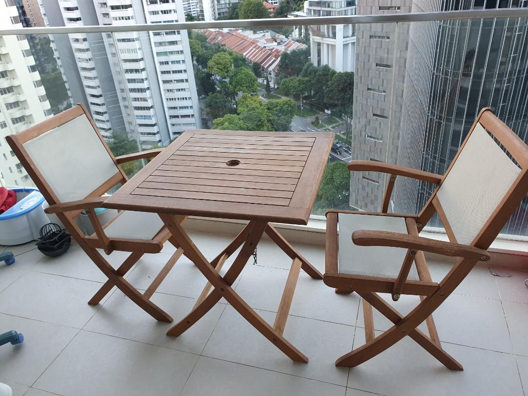 IKEA Wooden outdoor dining set for 2, Furniture & Home Living