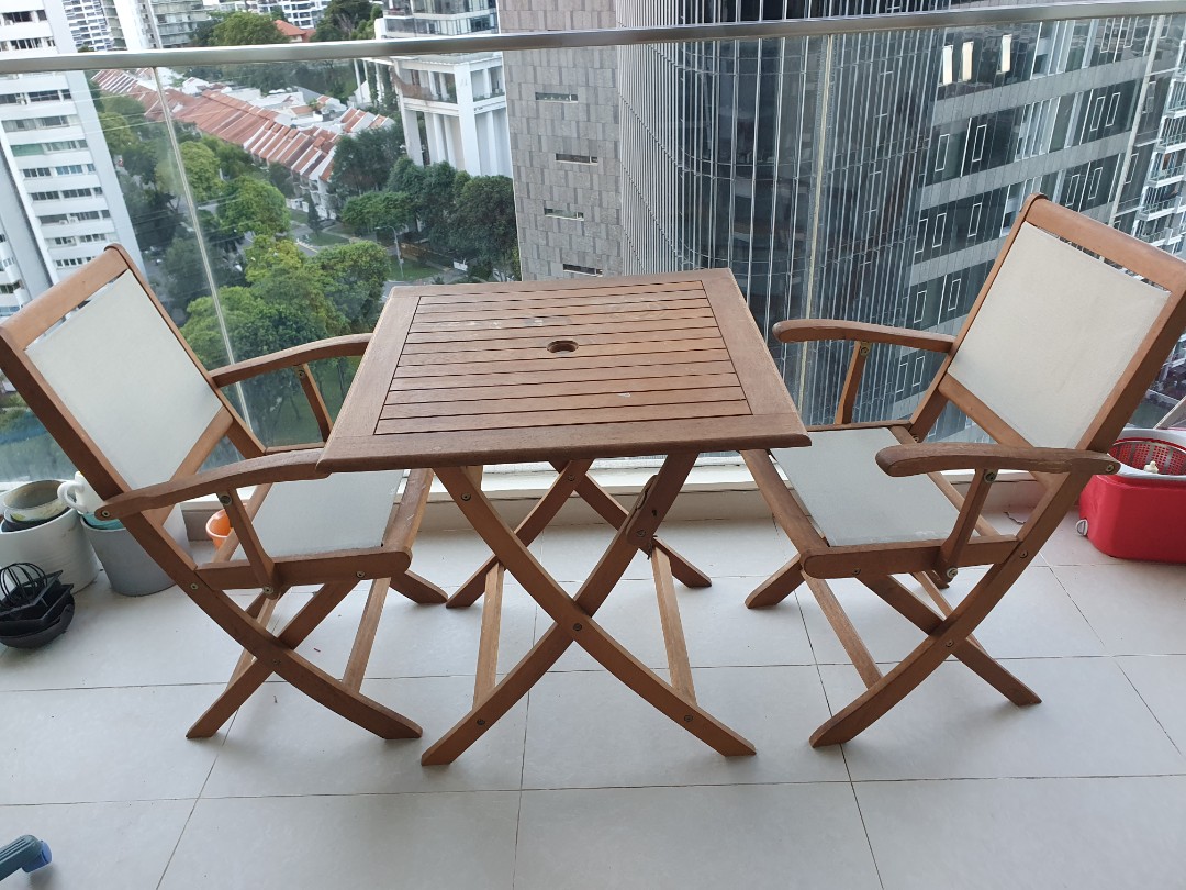IKEA Wooden outdoor dining set for 2, Furniture & Home Living