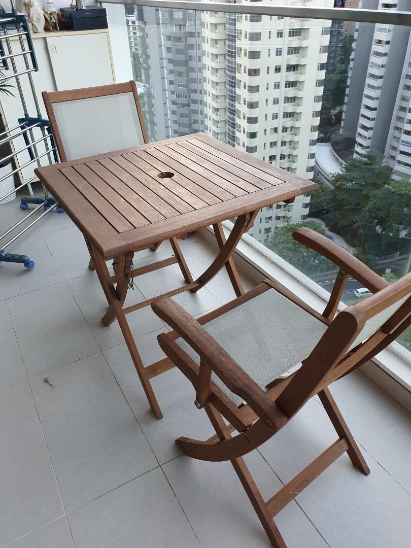 IKEA Wooden outdoor dining set for 2, Furniture & Home Living