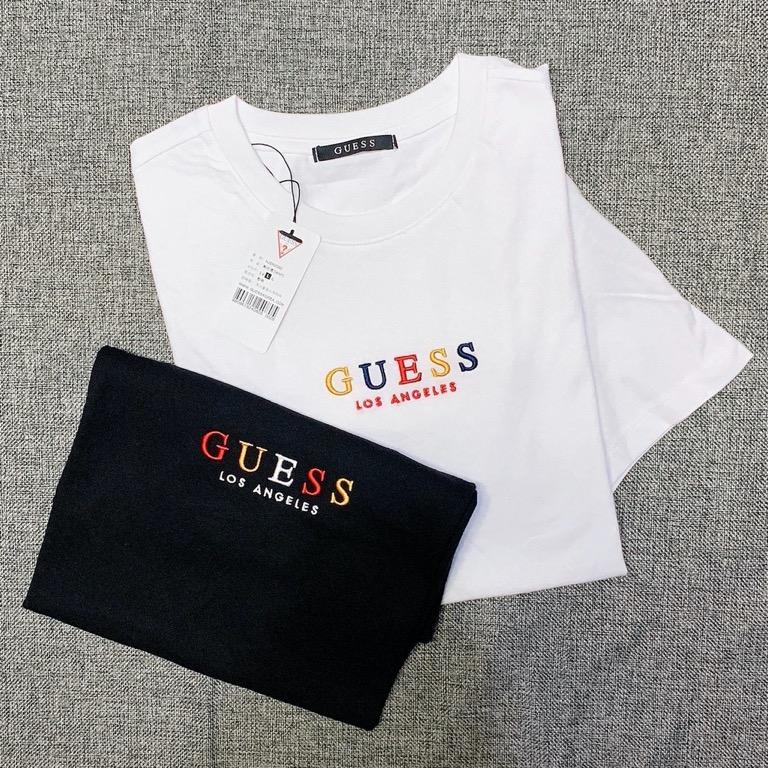 INSTOCK Guess Blk Wht S Rainbow T Shirt Regular Fit Tee Women s Fashion Tops Shirts on Carousell