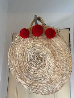 Jumbo pom Pom weave bayong bag from Morocco