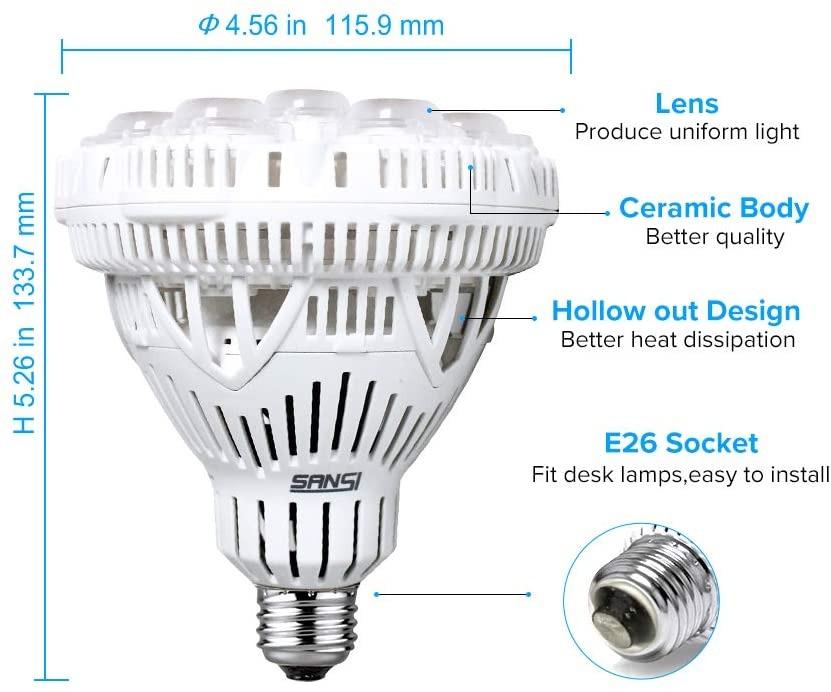 KCKP7-SANSI 36W Daylight LED Plant Light Bulb Full ...