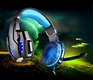 Kotion Each G9000 Gaming Headset Headphones 3.5mm Stereo Jack with Mic LED Light for Xbox One S Xbox one PS4 Tablet Laptop Cell Phone Black Blue