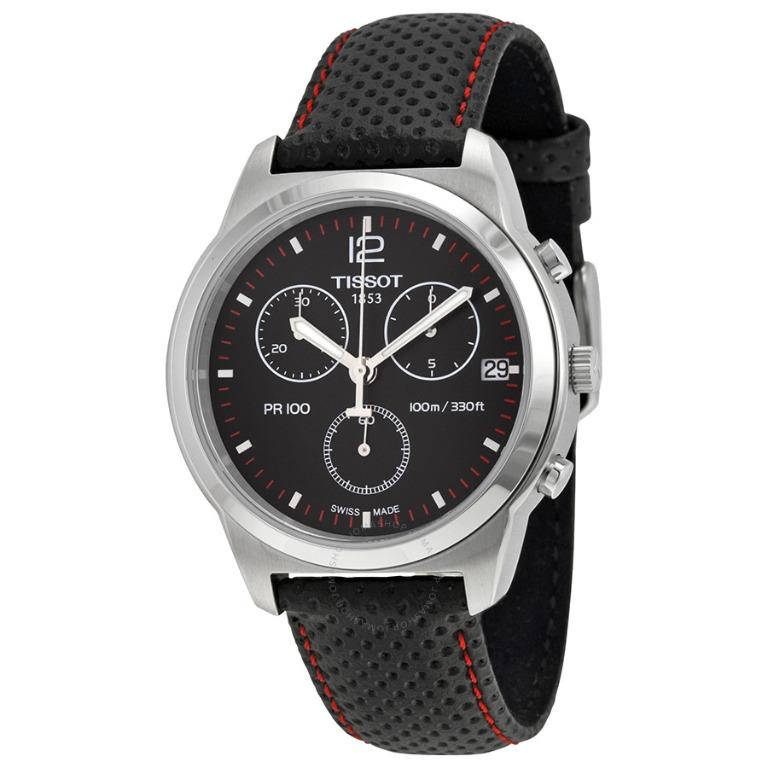 LNIB Tissot PR100 Chronograph Black Red Dial T049417A