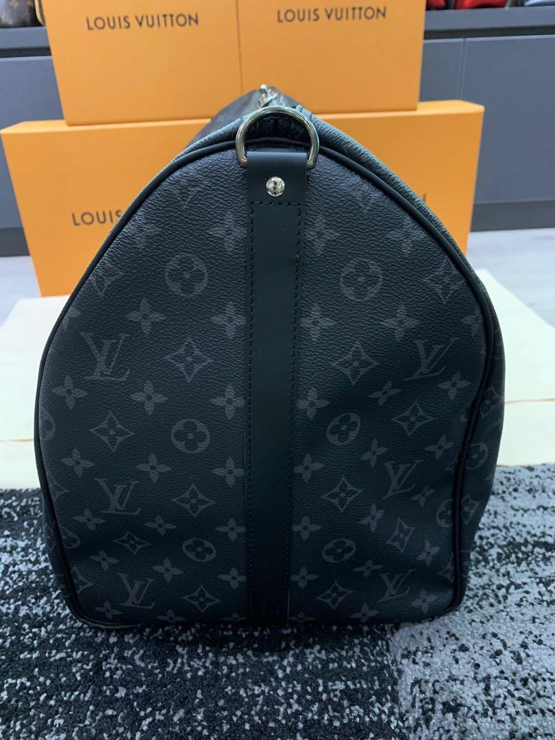 LV KEEPALL 55 Bandouliere Monogram Eclipse, Luxury, Bags & Wallets on  Carousell