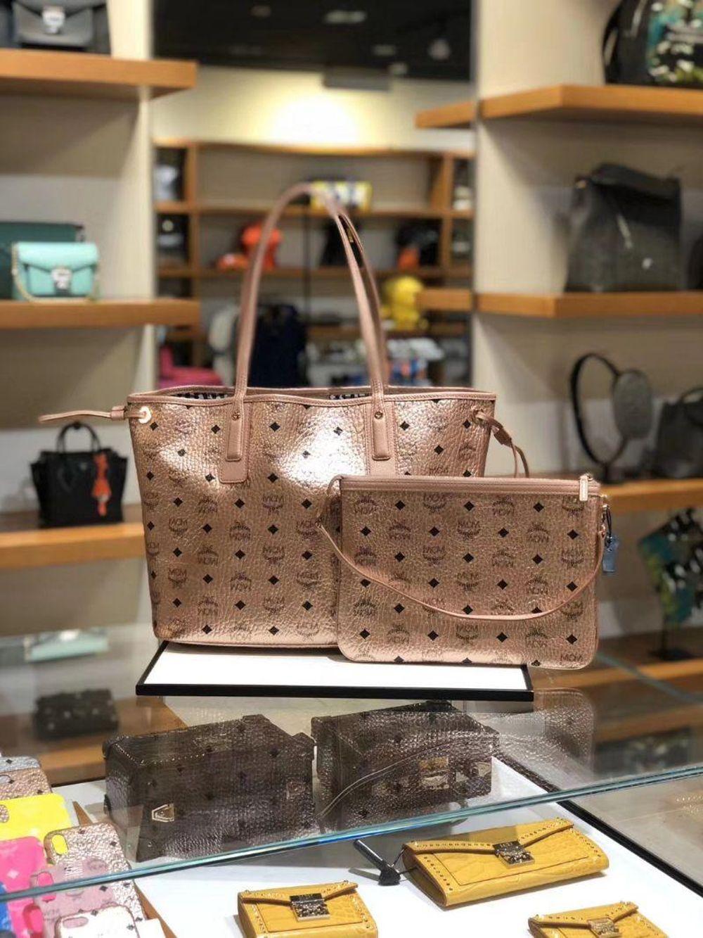 MCM Champagne Gold Tote Bag super large and practical Ther Luxury Bags Wallets on Carousell