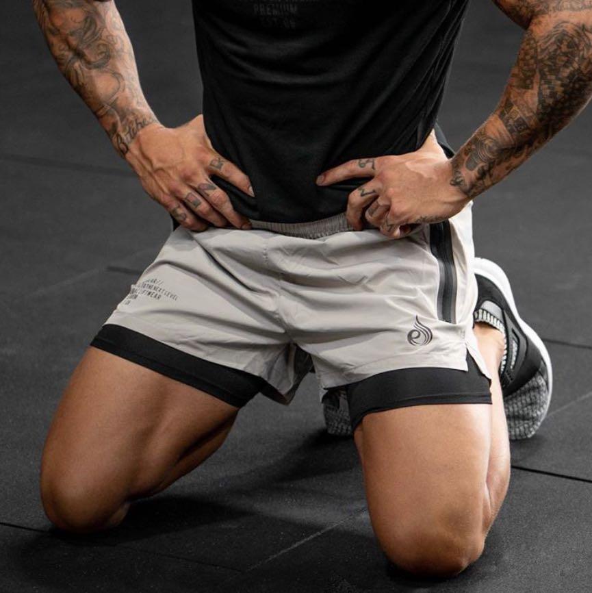 Men s running gym shorts with tights zip pocket Men s Fashion