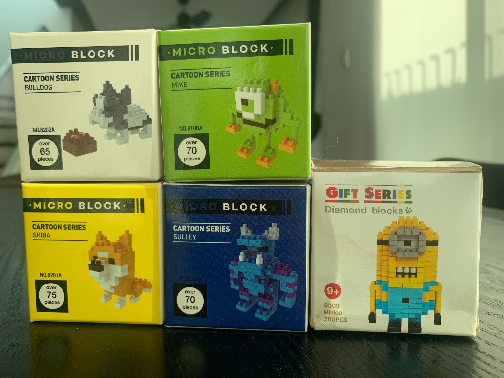 Micro Block Cartoon Series Shiba, Bulldog, Monsters Inc. Mike and