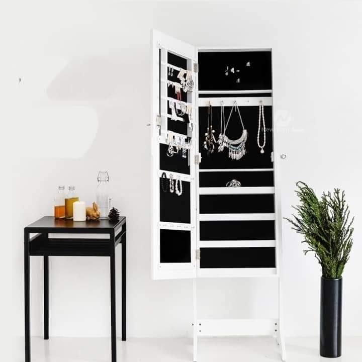 Mirror Jewelry Cabinet White Home Furniture Furniture Fixtures Shelves Drawers On Carousell