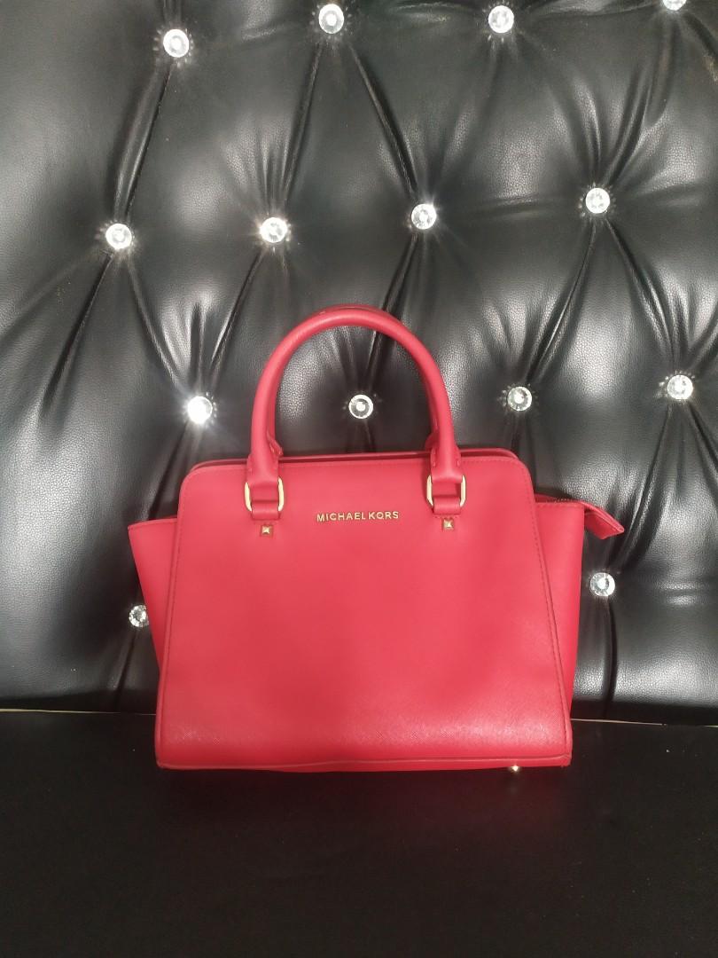 mk red handbag