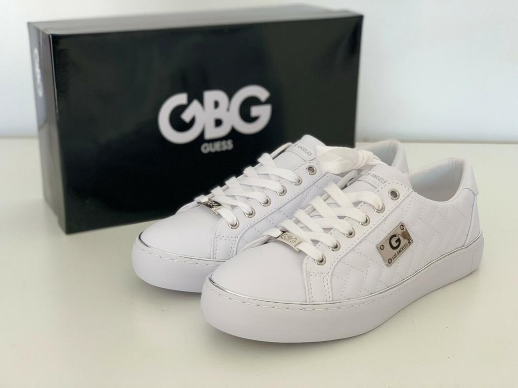 guess white leather shoes