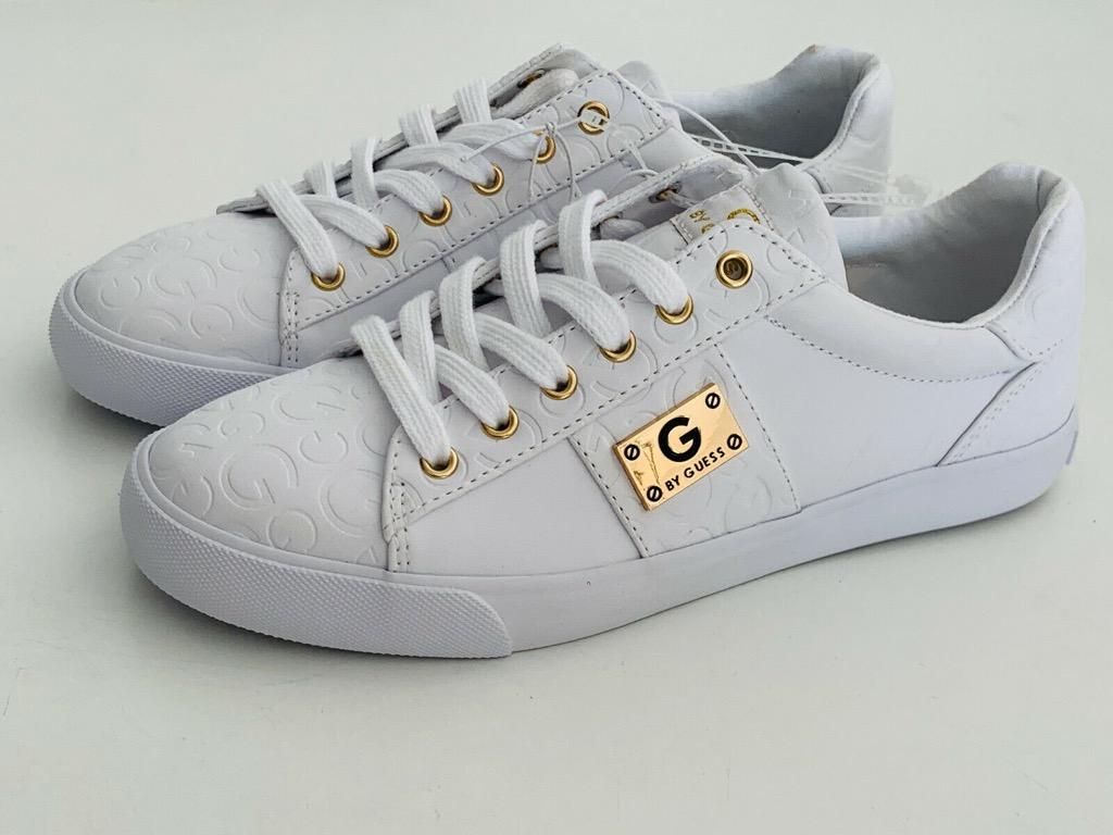 guess white leather shoes