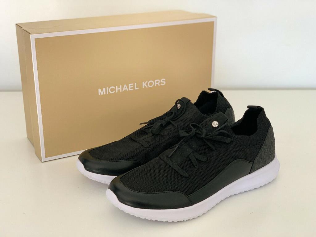 NEW MICHAEL KORS MK MERLYN BLACK MESH TRAINER SHOES SNEAKERS 8.5 39 SALE