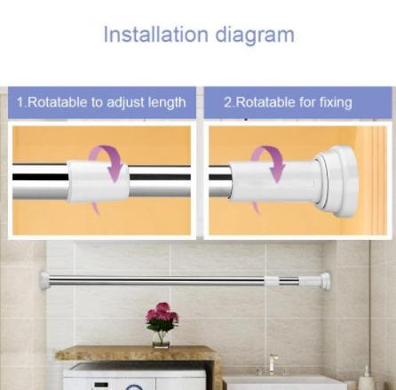 Stainless Steel Round Head Extendable, How To Install Shower Curtain Rod