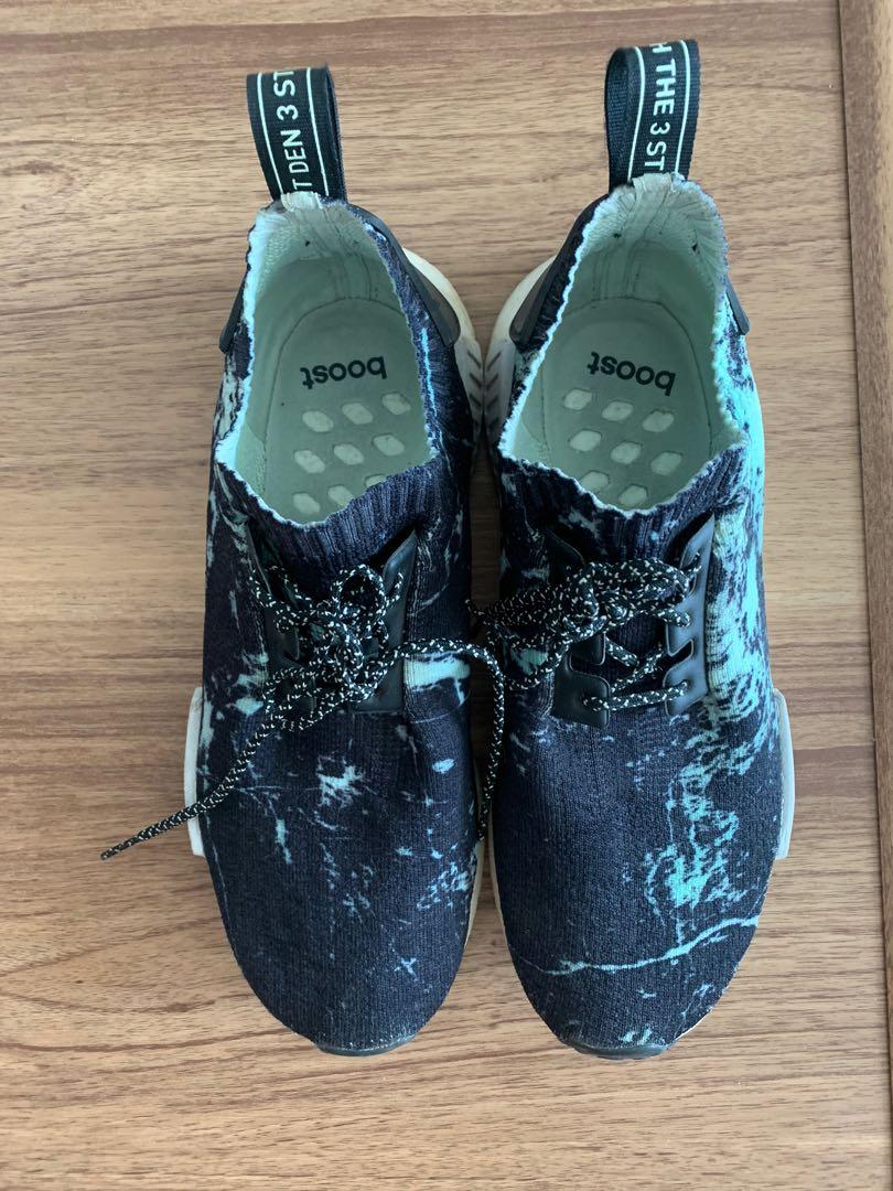 Adidas black green and outlet white nmd_r1 marble primeknit sneakers