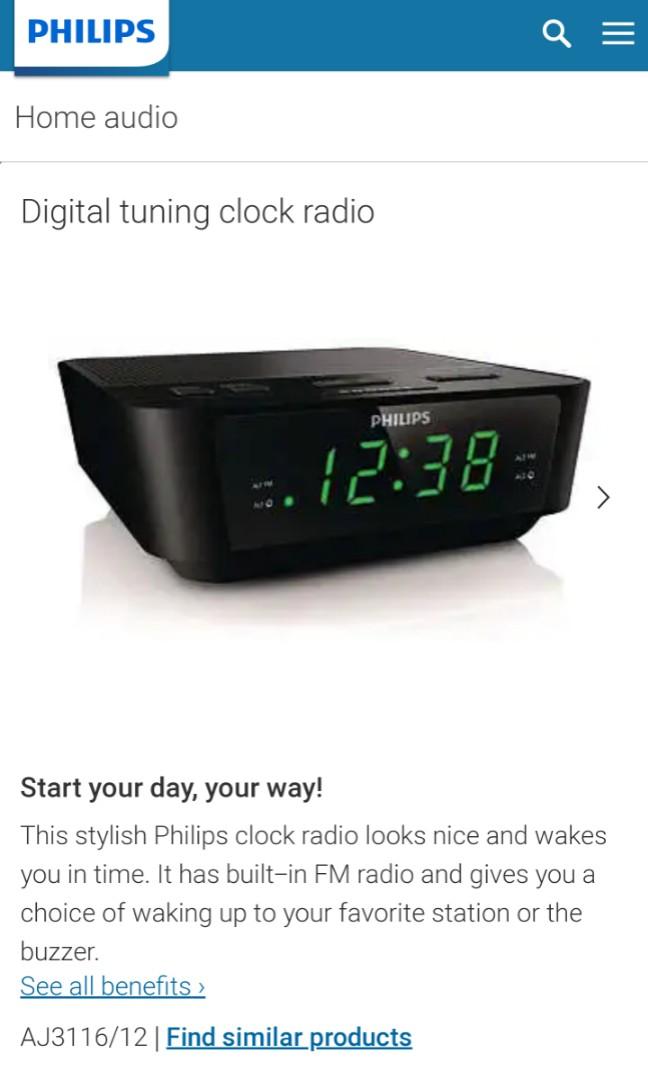 Philips clock radio AJ3116, Audio, Portable Music Players on Carousell