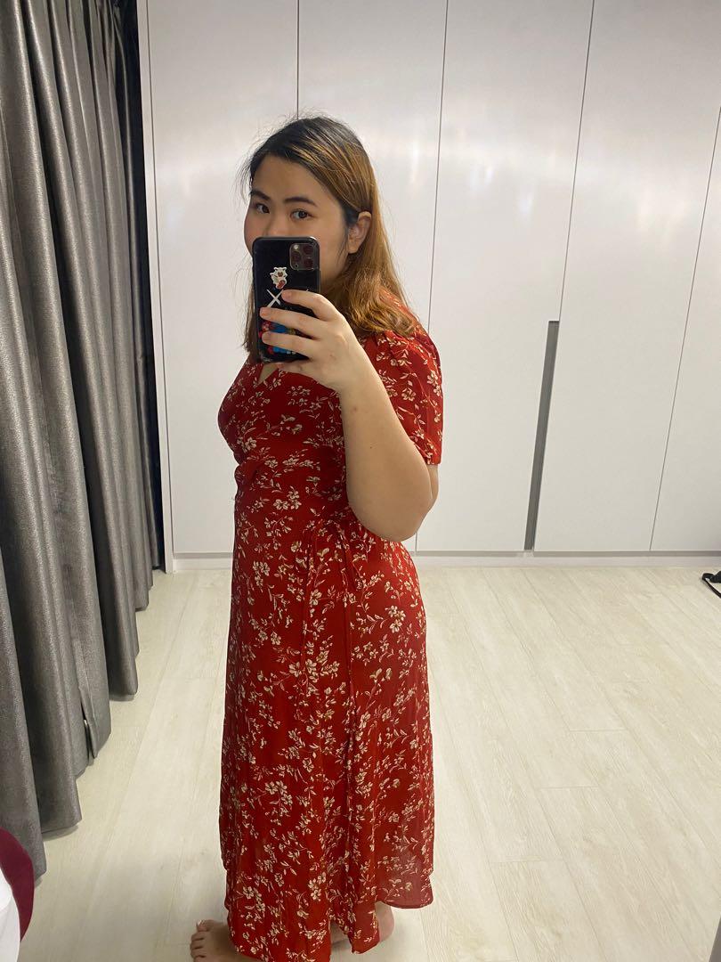 Plus size Red Floral Dress suitable for CNY Women s Fashion
