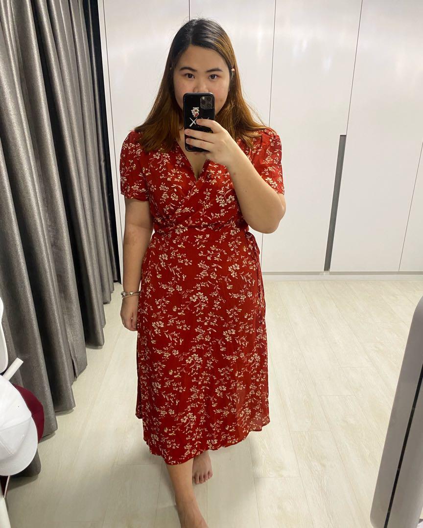 Red floral clearance dress