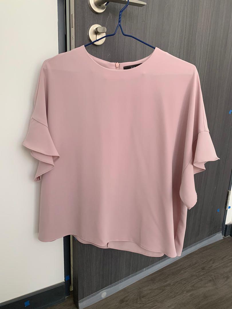 Powder pink flowy blouse, Women's