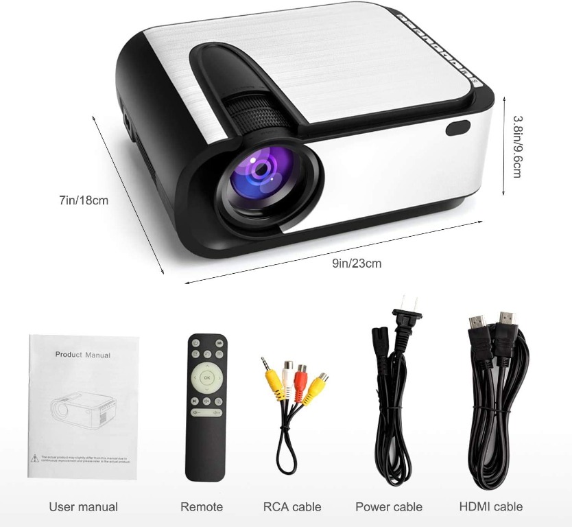 Projector, 4500 Lumen, Supports 1080p, (Phone, Pc, Console...Etc)