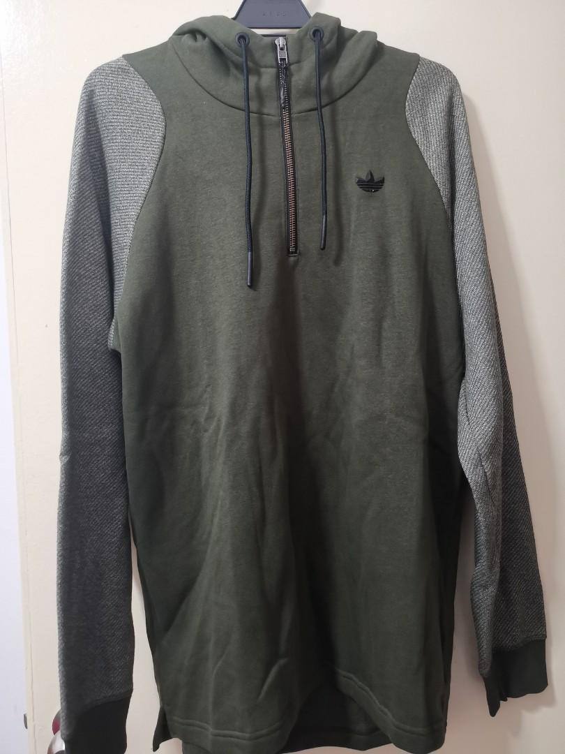 ADIDAS ORIGINALS QUARTER ZIP LUXE TWILL HOODIE