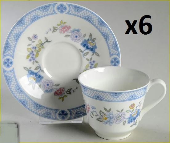 Royal Doulton Coniston 6 Piece Flat Cup & Saucer Set with Storage Pouch (H5030)