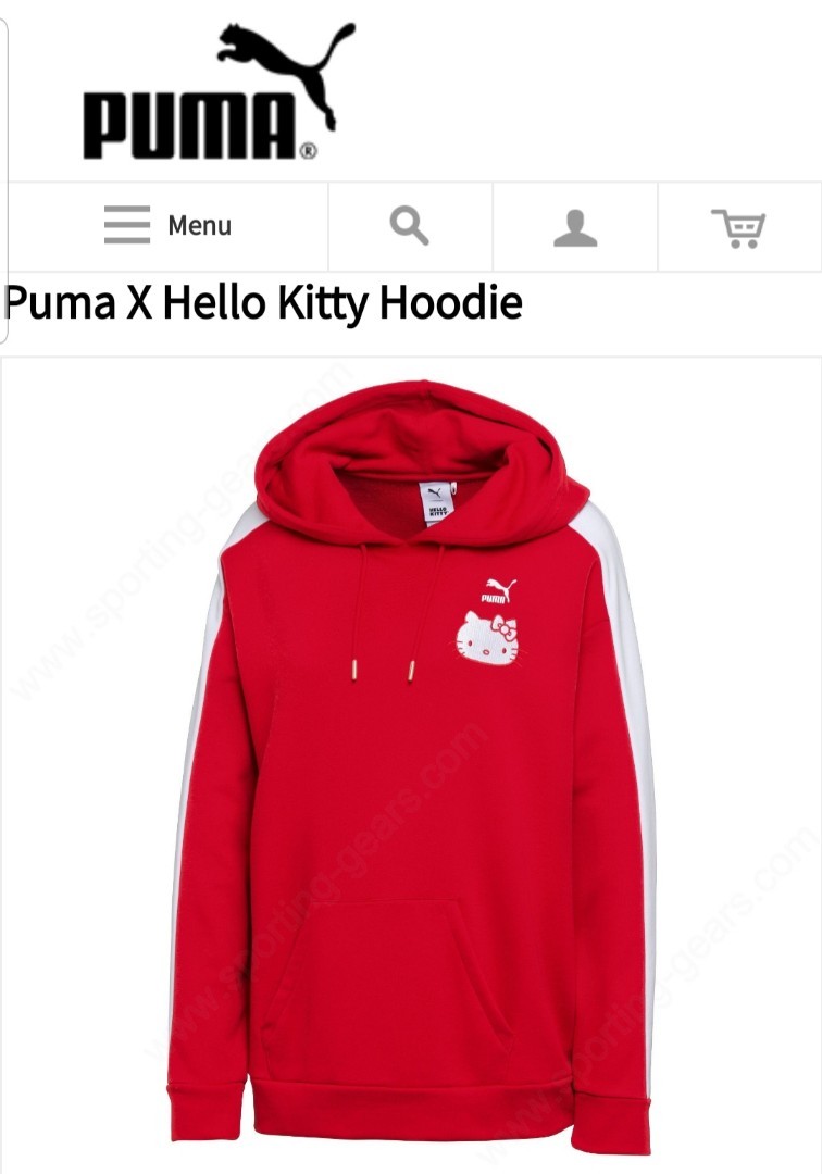 RTP 190 Puma x Hello Kitty Embroidered Hoodie Pullover in Red White Stripes Women s Fashion Tops Other Tops on Carousell
