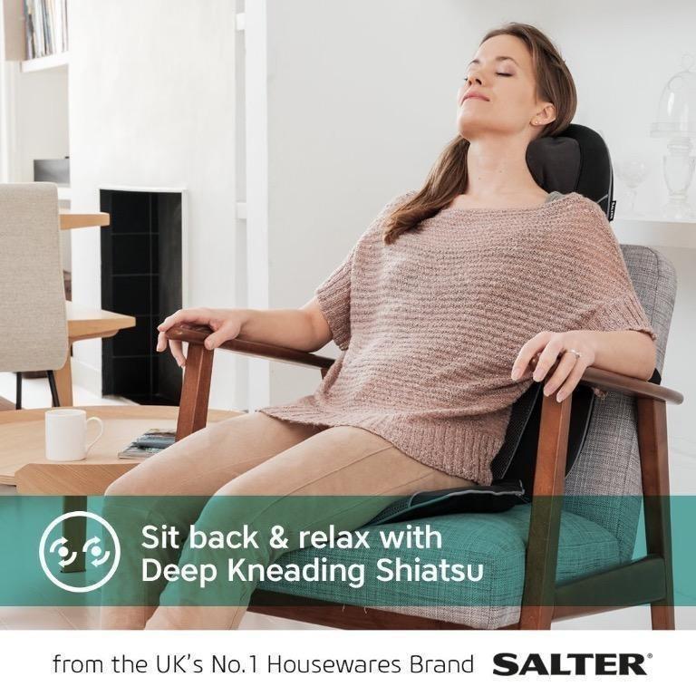 Salter Back Massager Shiatsu Massage Chair Pad Seat Cover Relax Full Back Neck Shoulder Muscles