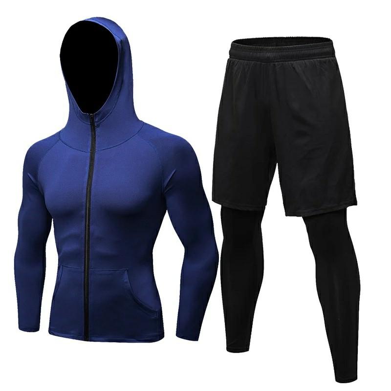 Sports Muscle Men Tight Coat Bottoms Pants GYM Fitness Workout Tracksuit Hoodie