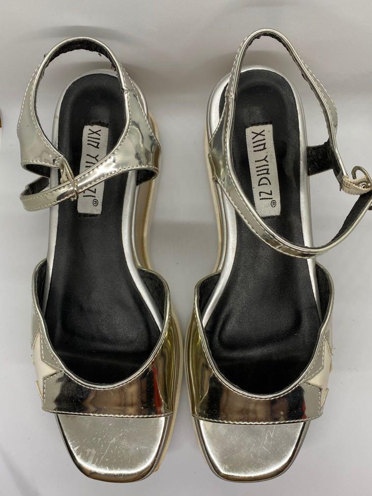 dull silver shoes