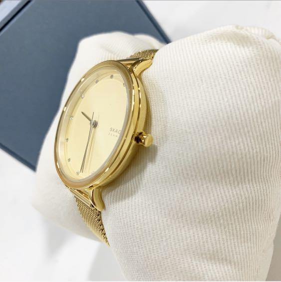 Skagen Hagen SKW7206 Women s 34mm Gold Dial Stainless Steel Mesh Watch