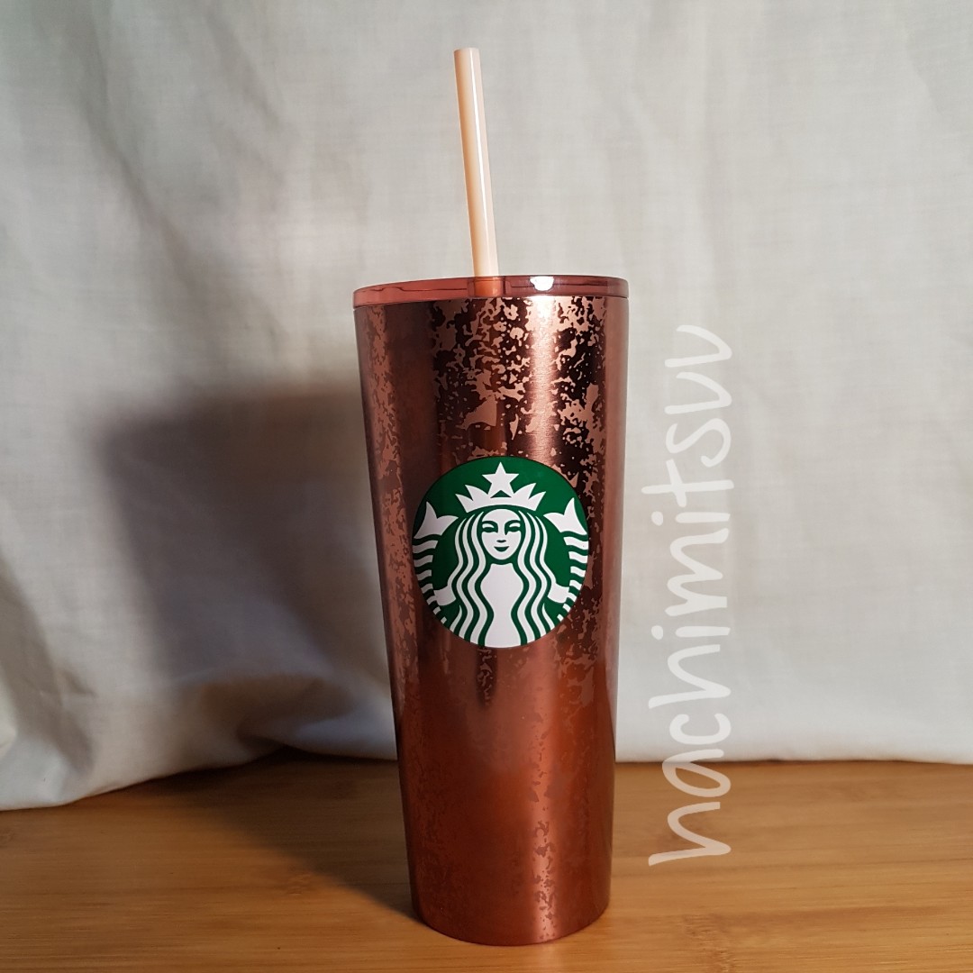 Starbucks Holiday 2019 Rose Gold Pink Mercury Flake Cracked  Stainless Steel Tumbler 16oz: Tumblers & Water Glasses