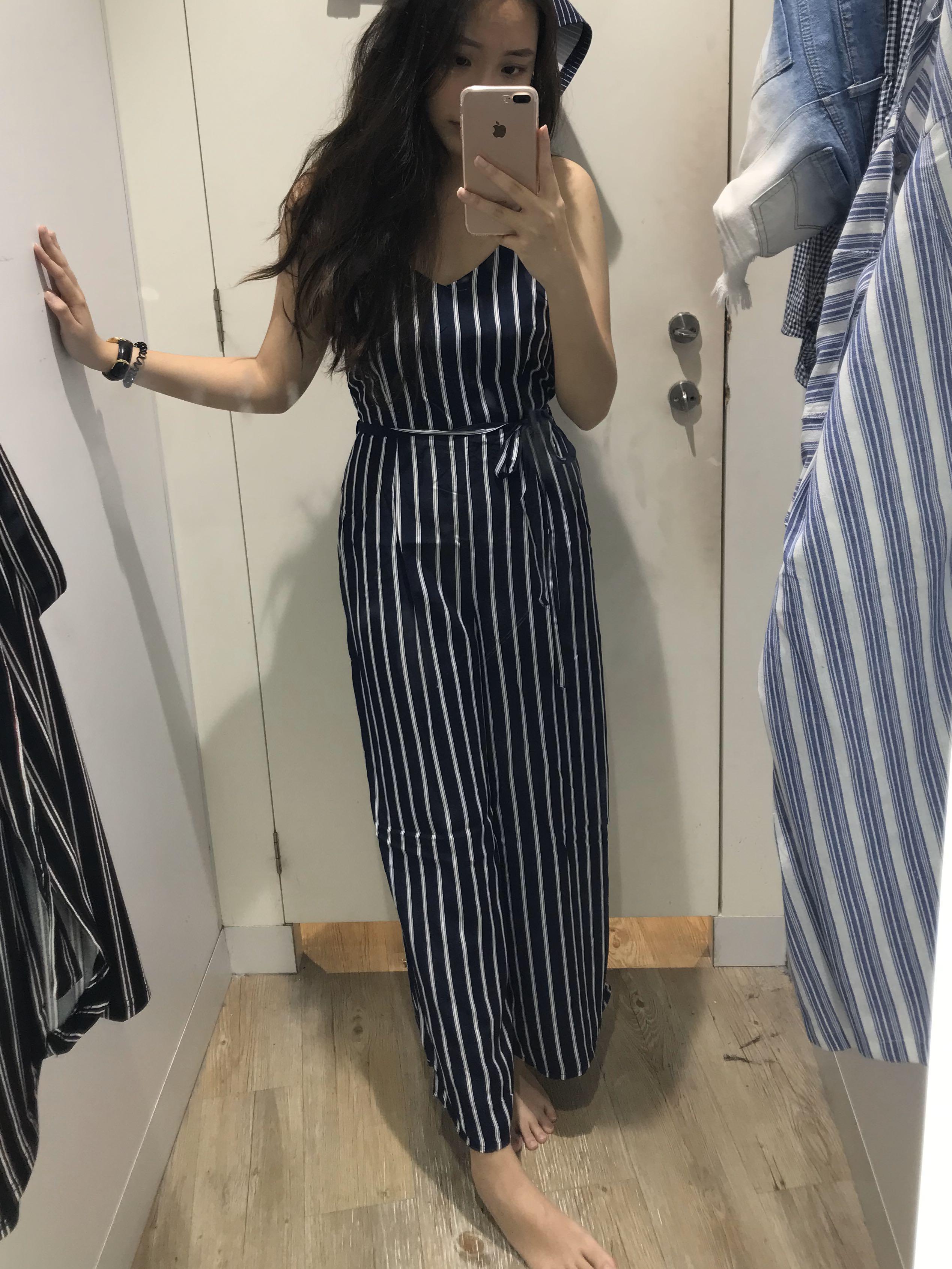 Navy pinstripe jumpsuit