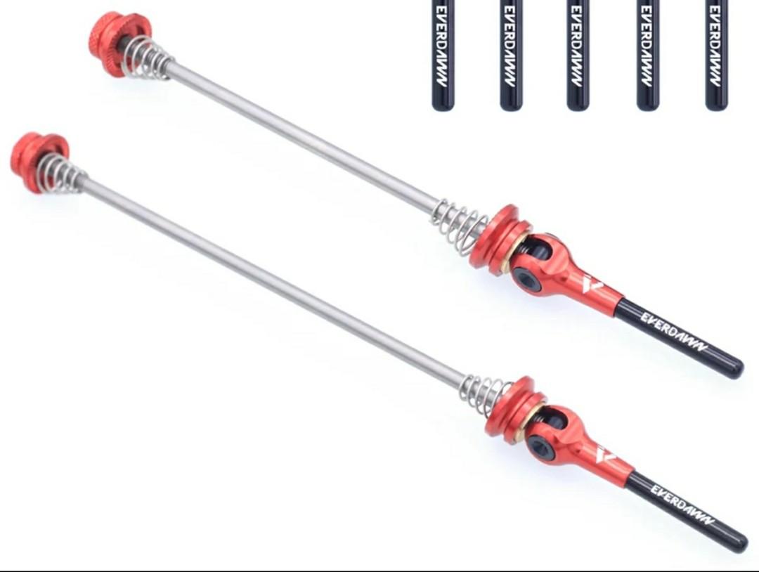 Risk Quick release Skewer Titanium Carbon Axle Road MTB Bike Bicycle skewers Red 