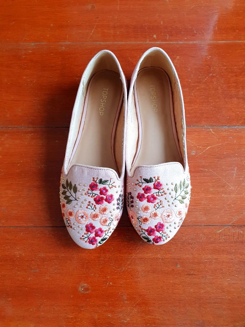 pink floral flats