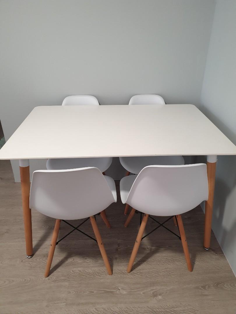 White Dining Set Furniture Tables Chairs On Carousell