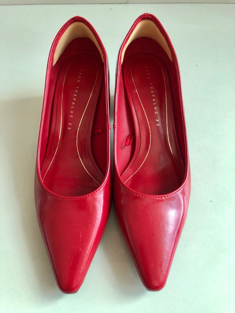 ZARA red pointed heels, Women's Fashion 