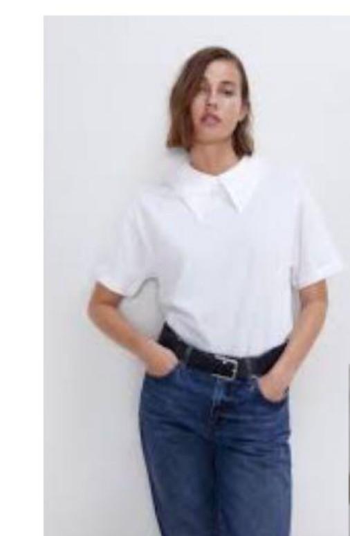 Zara white big collar blouse, Fesyen 