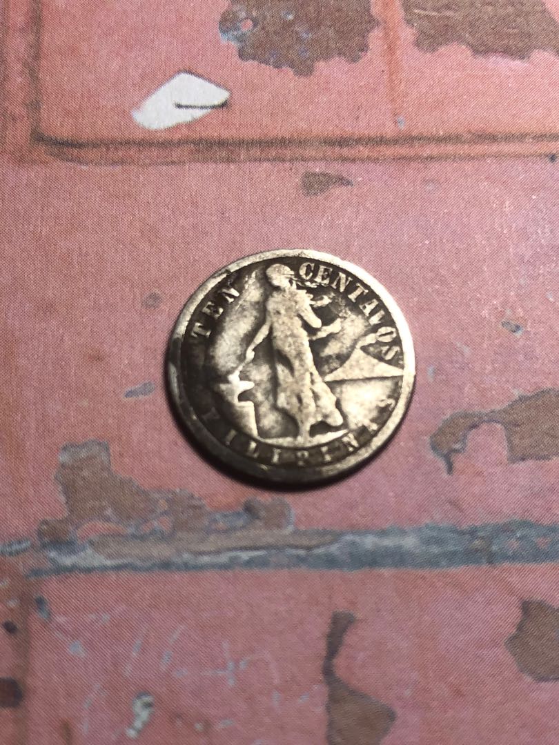 1918 Old Coin Philippine 10 Centavo
